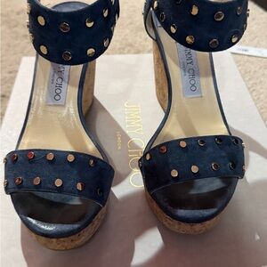 Jimmy Choo Navy Blue Studded Women's Sandals. Size 8